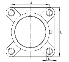 軸承座單元 PCJ35-TV-FA125.5, 四孔塑料軸承座，帶偏心鎖圈的外球面球軸承，帶 Corrotect? 涂層，P型密封