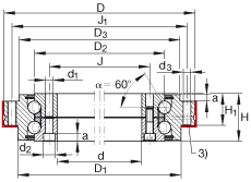 推力角接觸球軸承 ZKLDF260, 雙向，螺釘安裝，兩側(cè)帶密封蓋