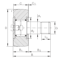 螺栓型滾輪 KR16, 軸向引導(dǎo)，兩側(cè)間隙密封