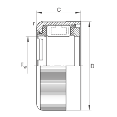 沖壓外圈滾柱離合器 HFL0806-KF-R, 滑動或滾動軸承布置，塑料彈簧，外圈滾花