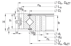 交叉滾子軸承 XI120288-N, 有內(nèi)齒，兩側(cè)唇密封