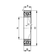 主軸軸承 HCS71919-C-T-P4S, 調節(jié)，成對安裝，接觸角 α = 15°，兩側唇密封，非接觸，限制公差