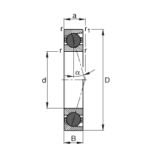 主軸軸承 HCB71901-C-T-P4S, 調(diào)節(jié)，成對或單元安裝，接觸角 α = 15°，陶瓷球，限制公差