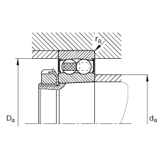 自調(diào)心球軸承 2207-K-2RS-TVH-C3, 根據(jù) DIN 630 標(biāo)準(zhǔn)的主要尺寸, 錐孔，錐度 1:12，兩側(cè)唇密封