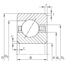 薄截面軸承 CSEB025, 角接觸球軸承，類(lèi)型E，運(yùn)行溫度 -54°C 到 +120°C