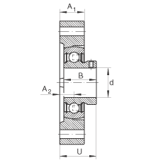 軸承座單元 FLCTEY40, 帶兩個(gè)螺栓孔的法蘭的軸承座單元，鑄鐵， 內(nèi)圈帶平頭螺釘， P 型密封，無再潤(rùn)滑結(jié)構(gòu)