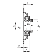 吊裝式軸承座單元 MSTU30, 鋼板軸承座，帶偏心鎖圈的外球面球軸承，P型密封，帶再潤滑結(jié)構(gòu)