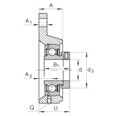 軸承座單元 PCFTR25, 帶三個(gè)螺栓孔的法蘭的軸承座單元，鑄鐵，偏心鎖圈，P型密封
