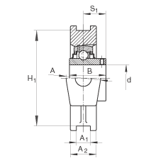 吊裝式軸承座單元 RTUEY80, 鑄鐵軸承座，內(nèi)圈帶平頭螺釘?shù)耐馇蛎媲蜉S承，R密封