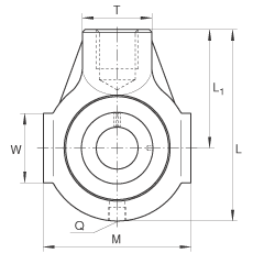 吊裝式軸承座單元 RHE20, 鑄鐵軸承座，帶偏心鎖圈的外球面球軸承，R 密封
