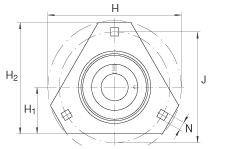 軸承座單元 RATR35, 帶三個(gè)螺栓孔的法蘭的軸承座單元，沖壓鋼板，偏心鎖圈，P型密封