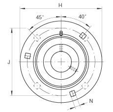 軸承座單元 GRRY30-VA, 帶三個/四個螺栓孔的法蘭的軸承座單元，沖壓鋼板，內圈帶平頭螺釘，R 型密封， 耐腐蝕保護