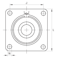 軸承座單元 PCCJ25, 帶四個(gè)螺栓孔的法蘭的軸承座單元，鑄鐵，雙列角接觸球軸承，P 型密封