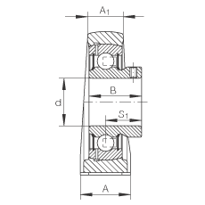 直立式軸承座單元 PSHEY60-N, 鑄鐵軸承座，內(nèi)圈帶平頭螺釘?shù)耐馇蛎媲蜉S承，P 型密封